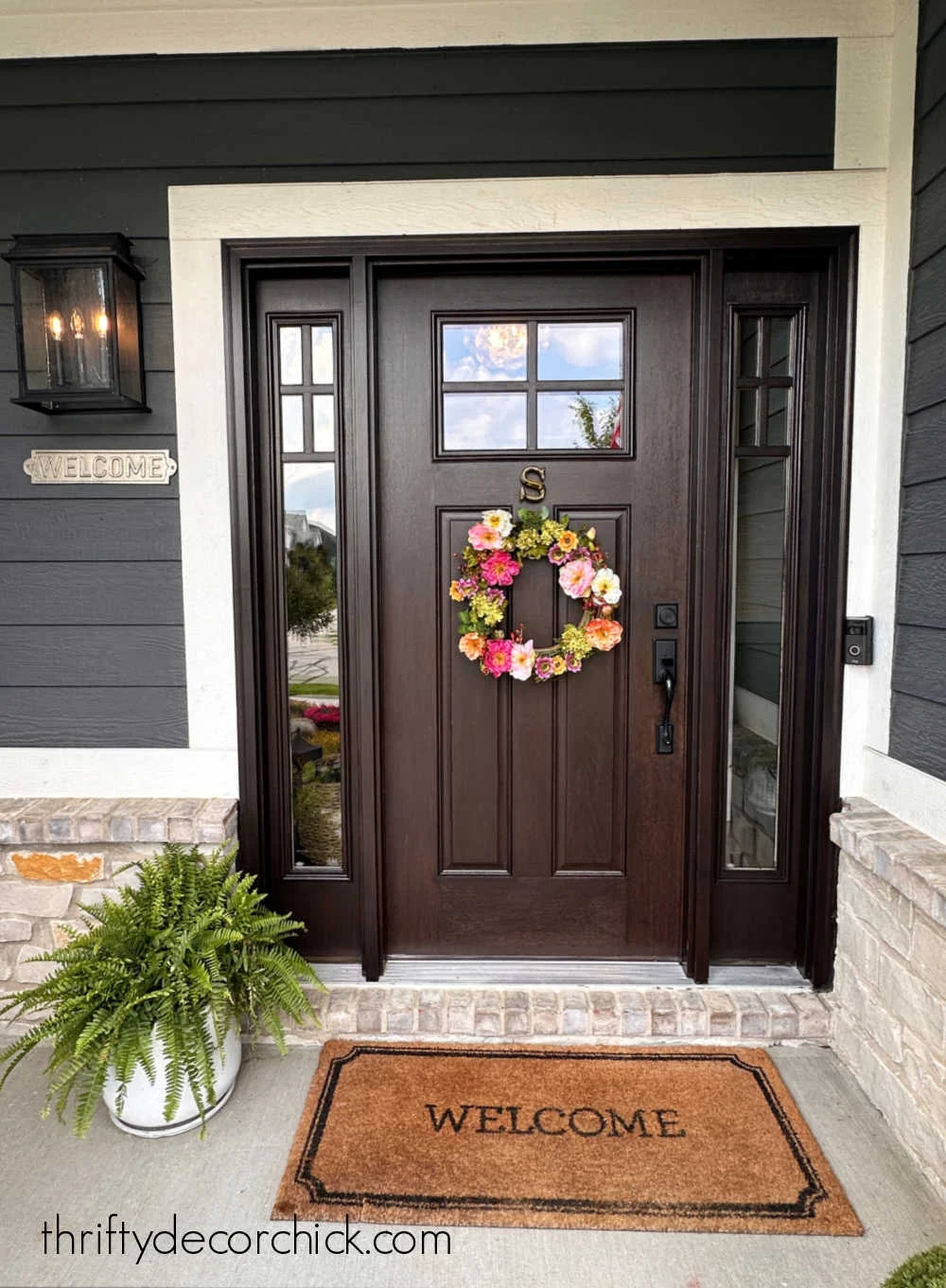 front door with sidelites and windows